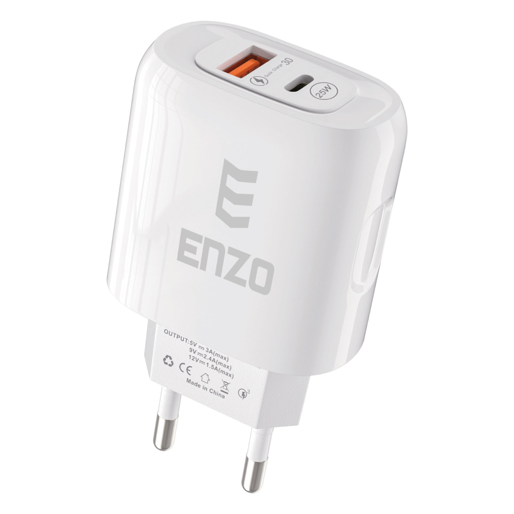 C-355-44 شارژر فست با کابل تایپ سی ENZO C-355 2PORT 25W - Image 1
