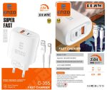 شارژر فست با کابل تایپ سی ENZO C-355 2PORT 25W - Image 3