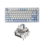 کیبورد بی سیم گیمینگ AULA F75 SEA SALT BLUE GRAY WOOD SWITCH V3