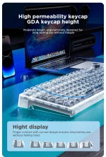 کیبورد بی سیم گیمینگ AULA F98 PRO BLACK TRANSPARENT ICE CRYSTAL SWITCH - Image 12