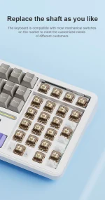 کیبورد بی سیم گیمینگ AULA F108 DARK GREY+LIGHT GREY+YELLOW VOLCANIC SWITCH - Image 14