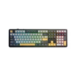 کیبورد بی سیم گیمینگ AULA F108 DARK GREY+LIGHT GREY+YELLOW VOLCANIC SWITCH