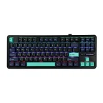 کیبورد بی سیم گیمینگ AULA F87 PRO BLUE+BLACK+CYAN GRAY WOOD SWITCH V4 - Image 2