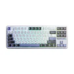 کیبورد سیم دار گیمینگ AULA F87 WHITE+GRAY+BLUE GRAY WOOD SWITCH V3