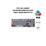 کیبورد بی سیم گیمینگ AULA F99 COMICS GRAY WOOD SWITCH V3 - Image 4
