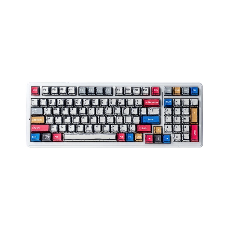 AULA F99 COMICS GRAY WOOD SWITCH V3 کیبورد بی سیم گیمینگ AULA F99 COMICS GRAY WOOD SWITCH V3 - Image 1