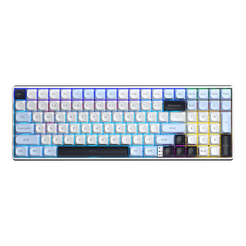AULA-S100-PRO کیبورد بی سیم گیمینگ AULA S100 PRO BLACK+BLUE+WHITE BROWN SWITCH - Image 1