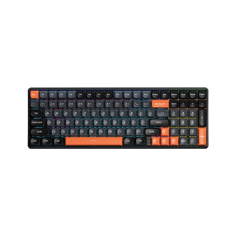 S100 PRO-2 کیبورد سیم دار گیمینگ AULA S100 LIGHT GREY+BLACK+ORANGE BLUE SWITCH - Image 1