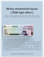 کیبورد بی سیم گیمینگ AULA F99 WHITE+BLUE+PURPLE GRAY WOOD SWITCH V3 - Image 10