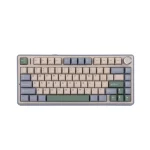 کیبورد بی سیم گیمینگ AULA F75 PURPLE+BEIGE+GREEN GRAY WOOD SWITCH V3