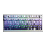 کیبورد بی سیم گیمینگ AULA F75 PRO WHITE+GRADIENT PURPLE STAR VECTOR SWITCH
