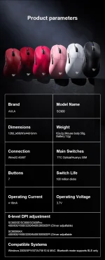 موس بی سیم بلوتوثی شارژی AULA SC900 PRO سفید - Image 14