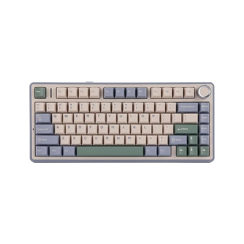 AULA F75 PURPLE+BEIGE+GREEN ICE VEIN SWITCH کیبورد بی سیم گیمینگ AULA F75 PURPLE+BEIGE+GREEN ICE VEIN SWITCH - Image 1