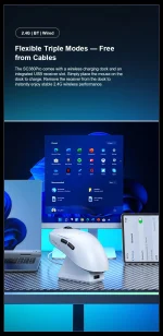 موس بی سیم بلوتوثی شارژی AULA SC380 PRO سفید - Image 12