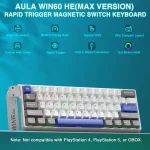 کیبورد سیم دار گیمینگ AULA WIN 60 HE MAX GREY+WHITE+BLUE WING CHUN MAGNETIC SWITCH - Image 2