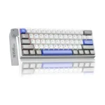 کیبورد سیم دار گیمینگ AULA WIN 60 HE MAX GREY+WHITE+BLUE WING CHUN MAGNETIC SWITCH