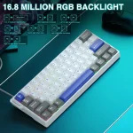 کیبورد سیم دار گیمینگ AULA WIN 60 HE MAX GREY+WHITE+BLUE WING CHUN MAGNETIC SWITCH - Image 4