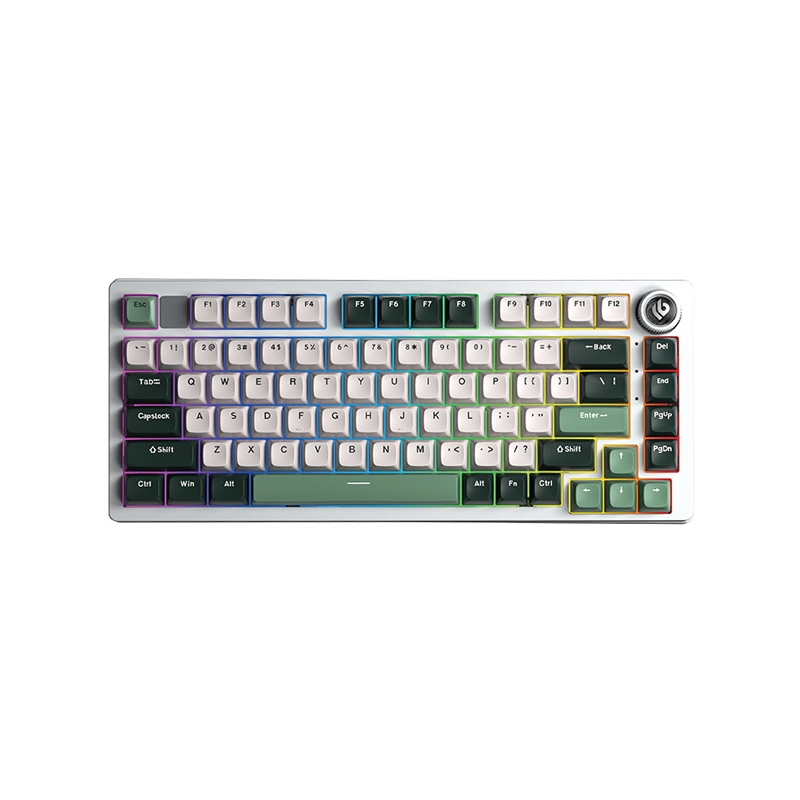 HI75C PRO-1 کیبورد بی سیم گیمینگ LEOBOG HI75 C PRO DARK GREEN+WHITE+GREEN ICE VEIN SWITCH - Image 1
