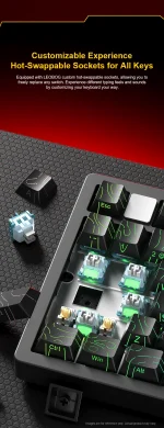 کیبورد بی سیم گیمینگ LEOBOG HI75 C PRO DARK GREEN+WHITE+GREEN ICE VEIN SWITCH - Image 11