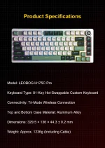 کیبورد بی سیم گیمینگ LEOBOG HI75 C PRO DARK GREEN+WHITE+GREEN ICE VEIN SWITCH - Image 19